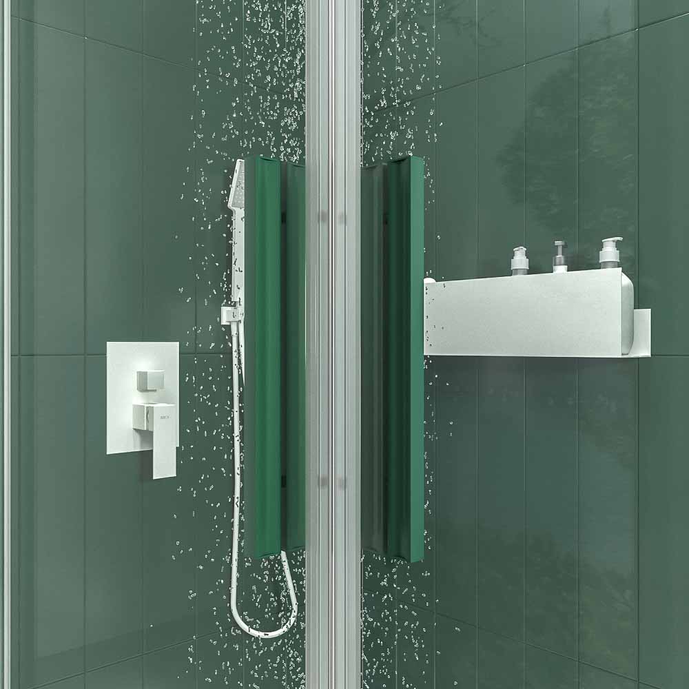 Mampara de ducha cuadrada NEXO apertura angular 2 fijos-2 puertas correderas Acabado VERDE OLIVA - Imagen 5