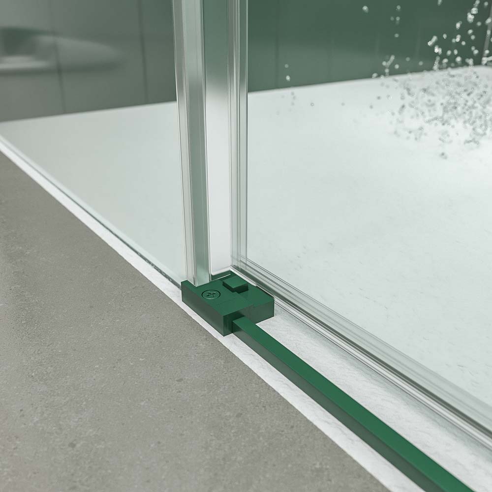 Mampara de ducha cuadrada NEXO apertura angular 2 fijos-2 puertas correderas Acabado VERDE OLIVA - Imagen 4