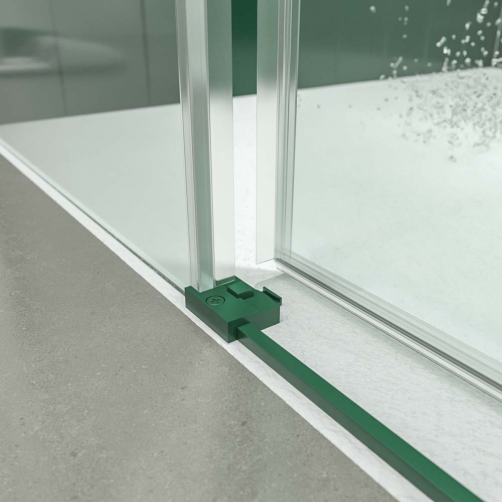 Mampara de ducha cuadrada NEXO apertura angular 2 fijos-2 puertas correderas Acabado VERDE OLIVA - Imagen 3