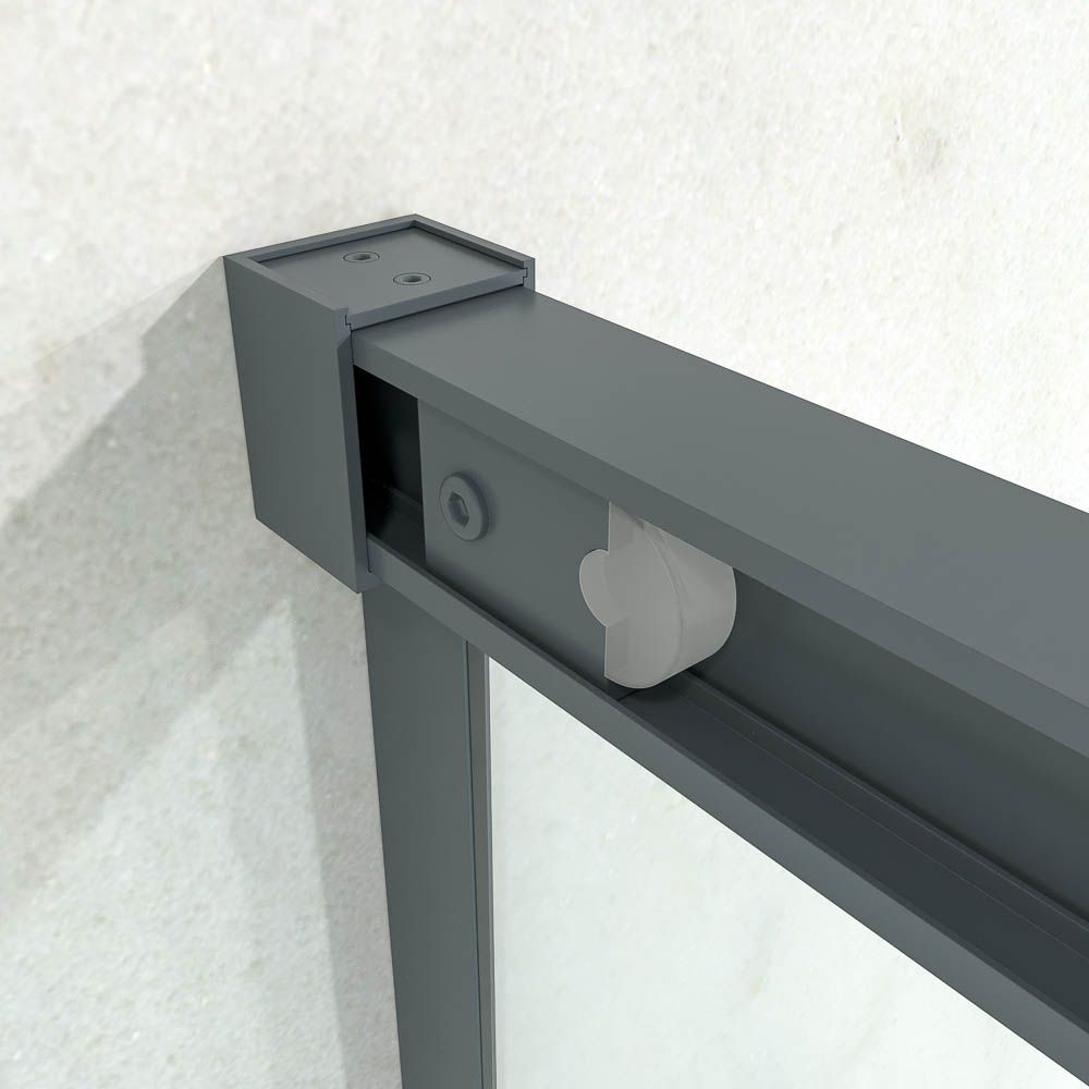 Mampara de ducha NEXO frontal 1 fijo - 1 puerta corredera perfil MINIMALISTA acabado GRAFITO - Imagen 4