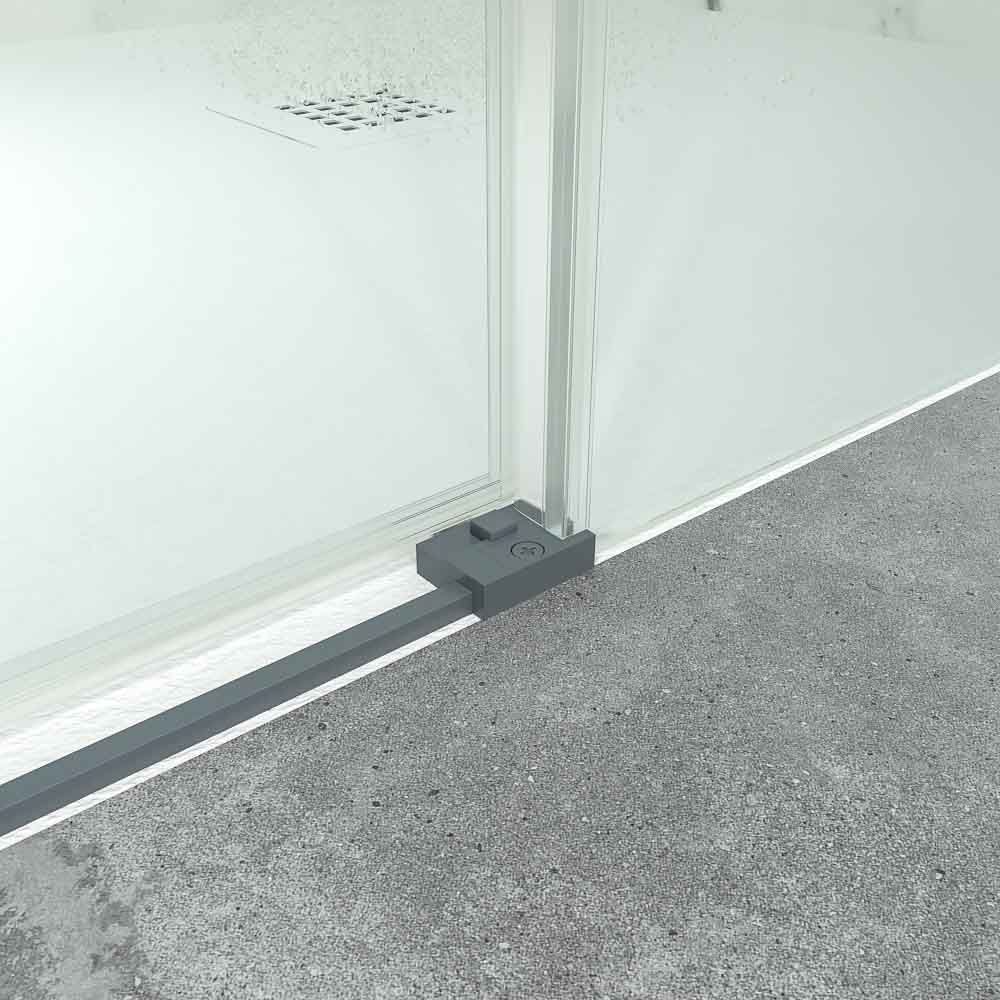 Mampara de ducha NEXO frontal 1 fijo - 1 puerta corredera perfil MINIMALISTA acabado GRAFITO - Imagen 6