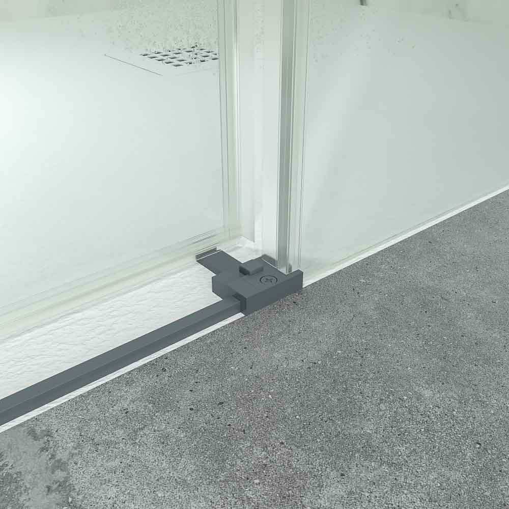 Mampara de ducha NEXO frontal 1 fijo - 1 puerta corredera perfil MINIMALISTA acabado GRAFITO - Imagen 7