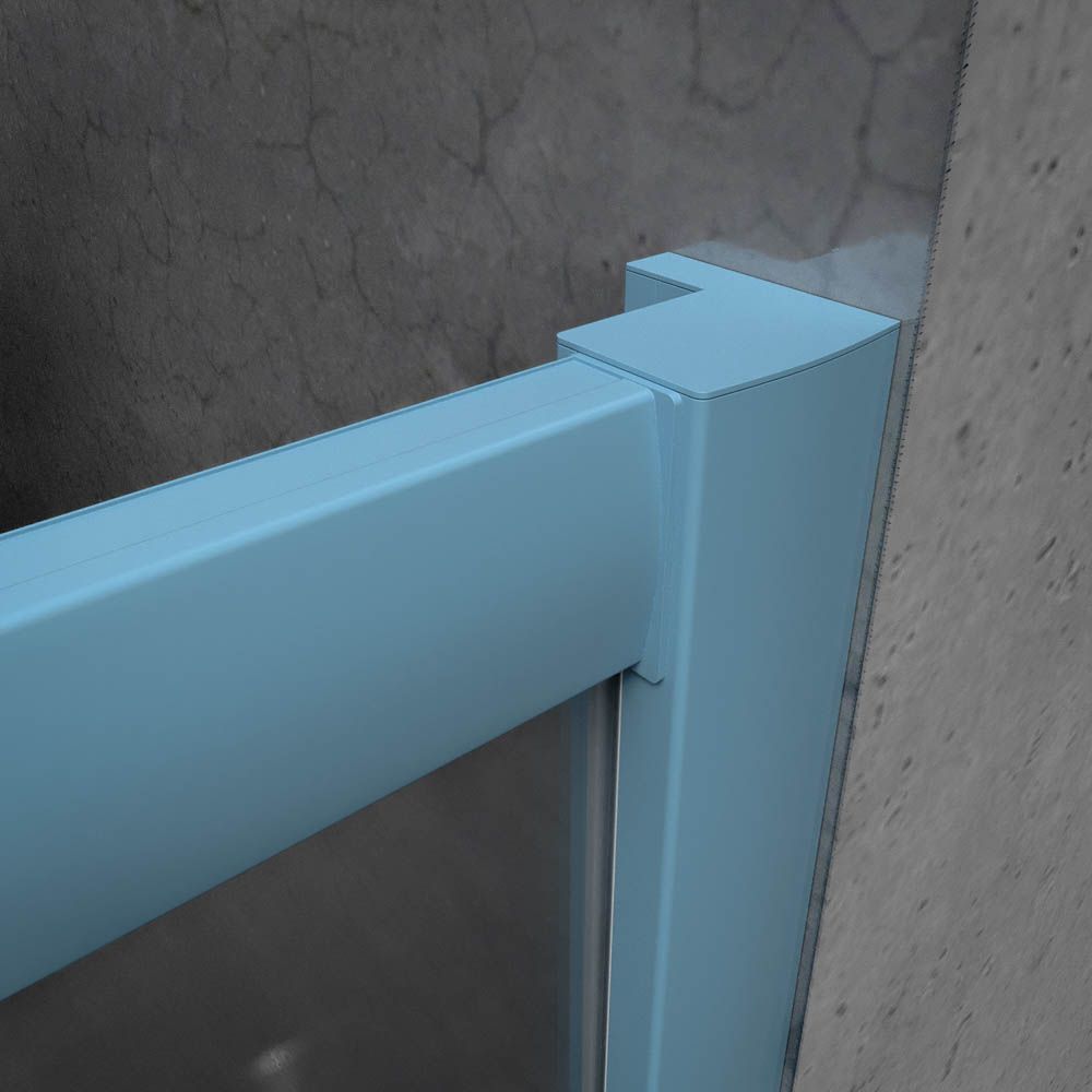 Mampara de ducha frontal NORMA 1 fijo -1 puerta corredera. Acabado AZUL PASTEL - Imagen 4