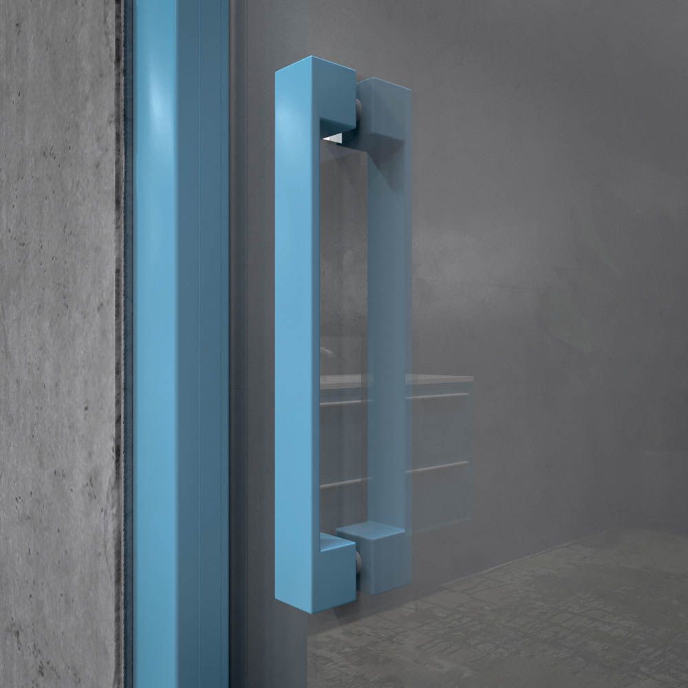 Mampara de ducha frontal NORMA 1 fijo -1 puerta corredera. Acabado AZUL PASTEL - Imagen 6