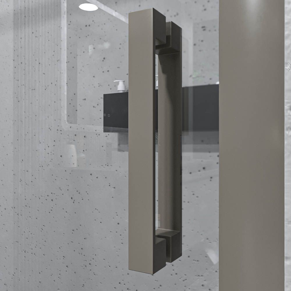 Mampara de ducha frontal NORMA 1 fijo -1 puerta corredera. Acabado GRIS CUARZO - Imagen 3