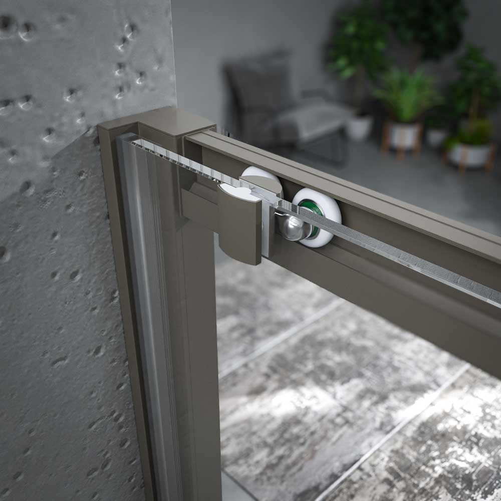 Mampara de ducha frontal NORMA 1 fijo -1 puerta corredera. Acabado GRIS CUARZO - Imagen 2