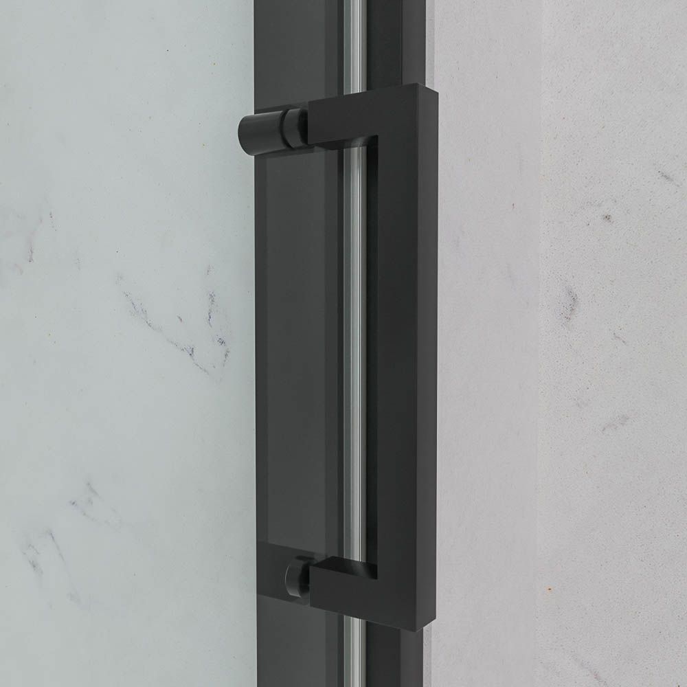 Mampara de ducha frontal TRIO 3 puertas correderas vidrio transparente. Acero inoxidable NEGRO MATE - Imagen 4