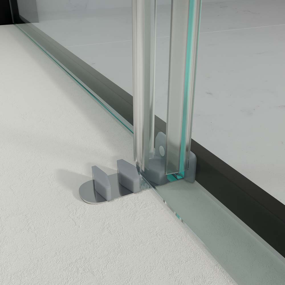 Mampara de ducha frontal TRIO 3 puertas correderas vidrio transparente. Acero inoxidable NEGRO MATE - Imagen 3