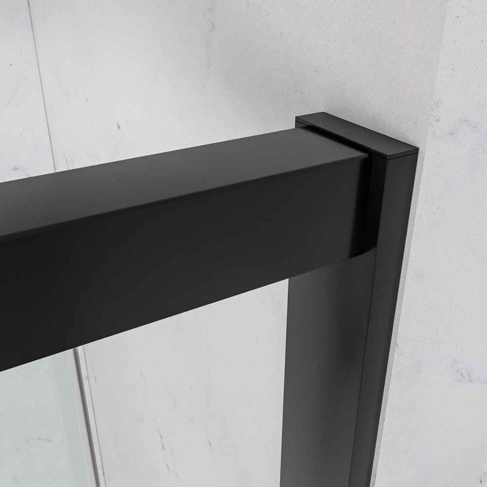 Mampara de ducha frontal TRIO 3 puertas correderas vidrio transparente. Acero inoxidable NEGRO MATE - Imagen 7