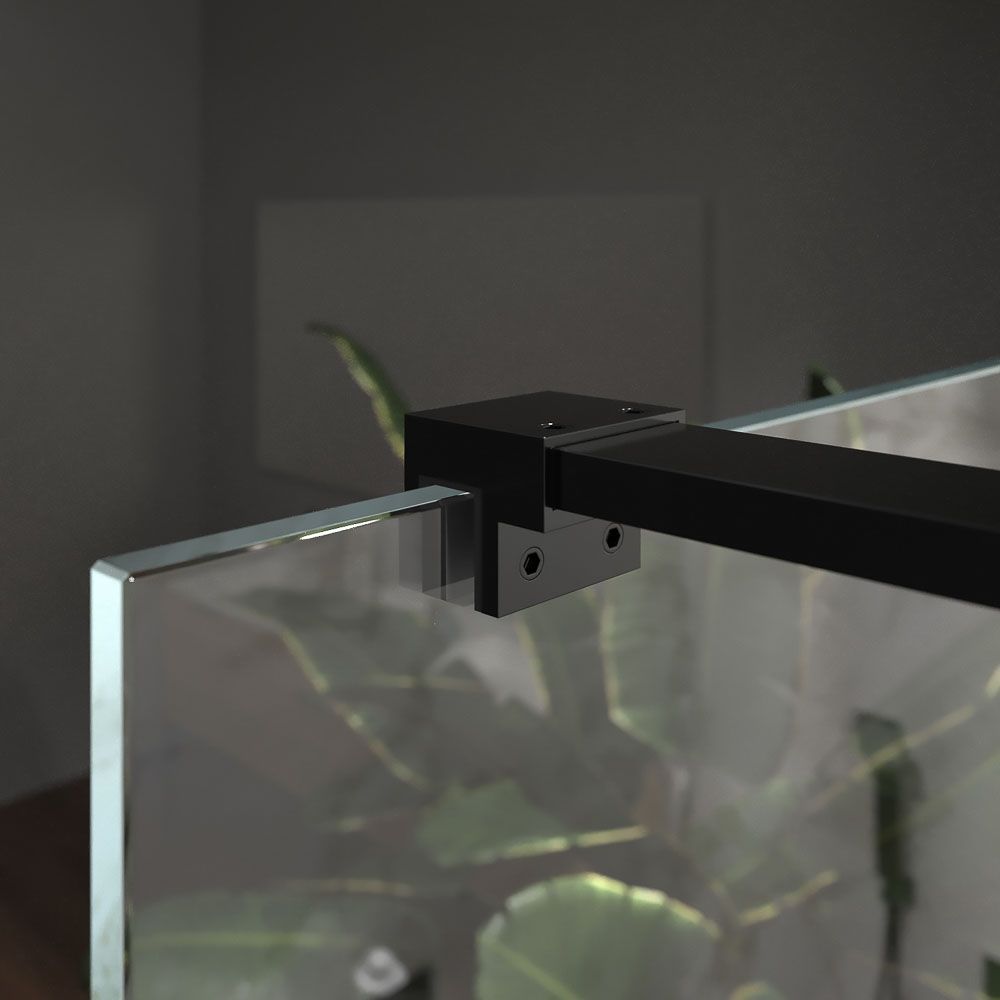 Fijo de ducha mampara ZEN perfil acero inoxidable NEGRO MATE - Vidrio 10 MM con tratamiento anti-cal incluido - Imagen 5