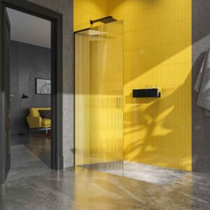 Fijo de ducha mampara ZEN  sin brazo de seguridad - Vidrio 8 MM ACANALADO acabado NEGRO MATE