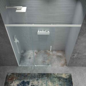 Mampara de ducha BASIC FREE 1 fijo - 1 puerta corredera sin cierre a pared Blanco mate