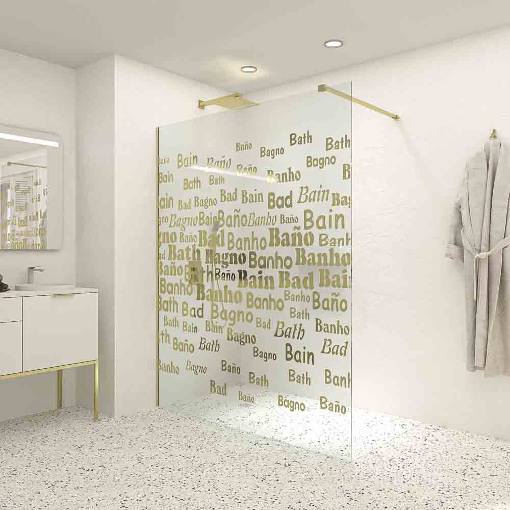 Mampara de ducha fijo ZEN con SERIGRAFÍA. Con tratamiento anti-cal. Acabado ORO MATE - Imagen 7