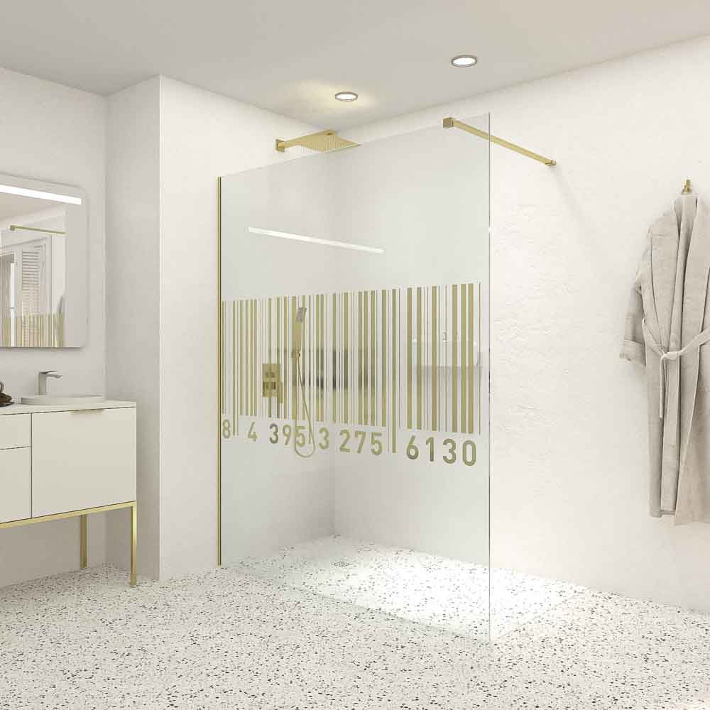 Mampara de ducha fijo ZEN con SERIGRAFÍA. Con tratamiento anti-cal. Acabado ORO MATE - Imagen 6