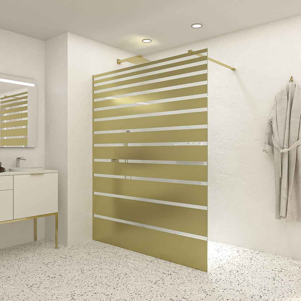 Mampara de ducha fijo ZEN con SERIGRAFÍA. Con tratamiento anti-cal. Acabado ORO MATE - Imagen 5