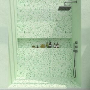 Panel de revestimiento para pared de baño MSCOMPACT efecto terrazo CREEK