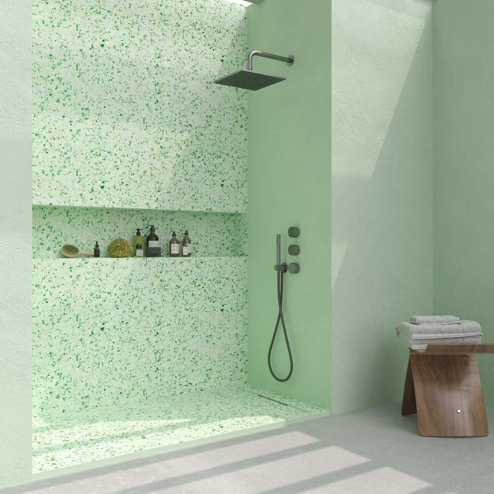 Panel de revestimiento para pared de baño MSCOMPACT efecto terrazo CREEK - Imagen 2