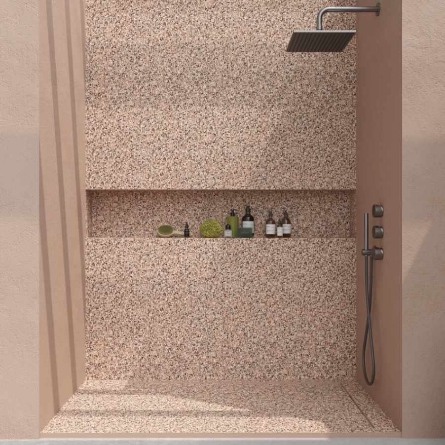 Panel de revestimiento para pared de baño MSCOMPACT efecto terrazo LATI
