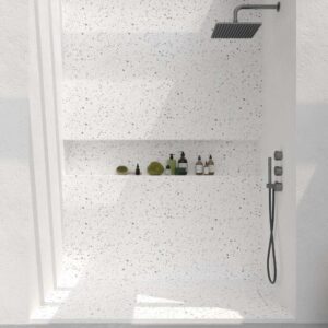 Panel de revestimiento para pared de baño MSCOMPACT efecto terrazo WALL