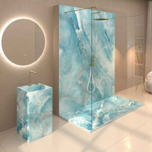 Panel de revestimiento para pared de baño MSCOMPACT efecto mármol RAFAELLO