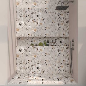 Panel de revestimiento para pared de baño MSCOMPACT efecto terrazo SAIME