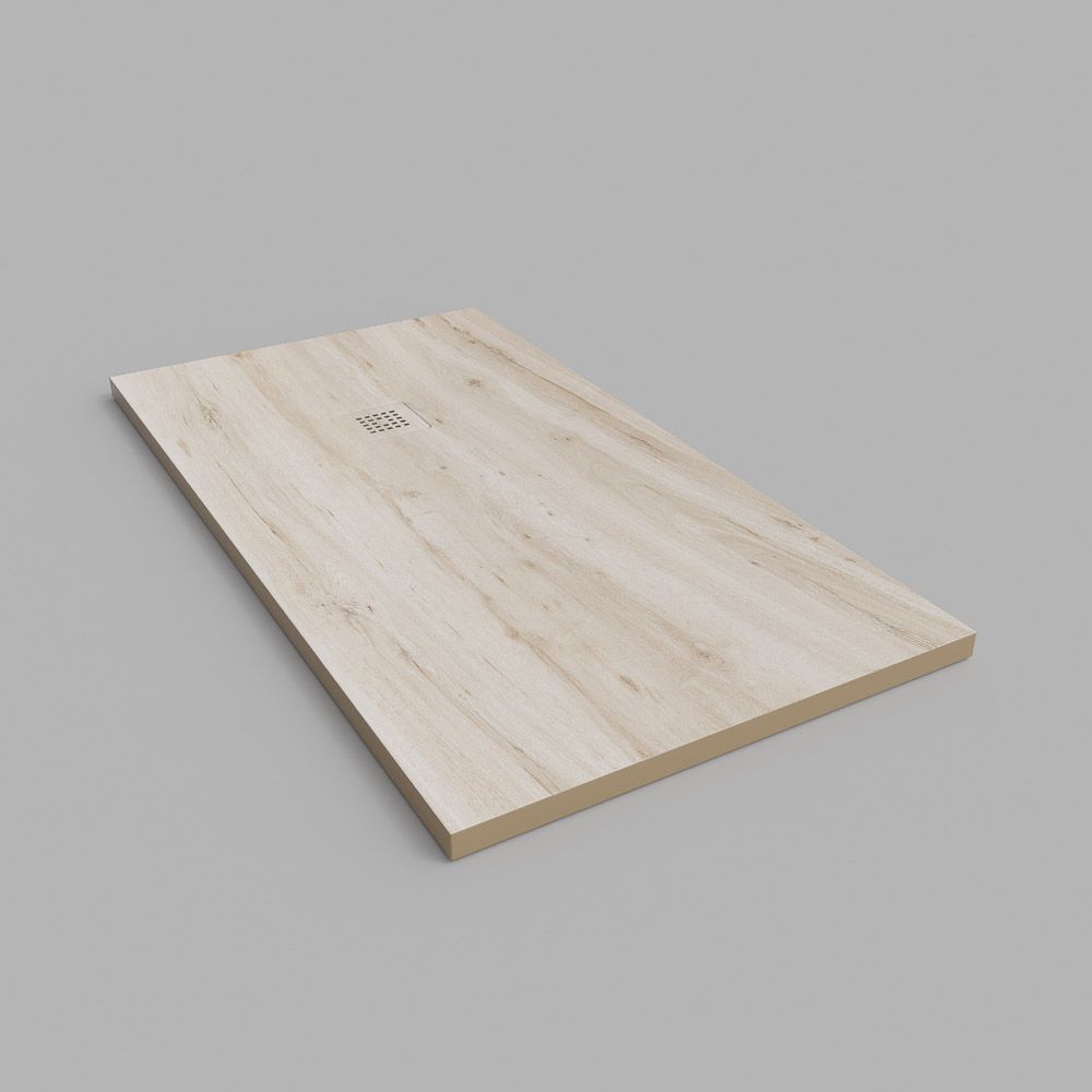 Plato de ducha resina textura pizarra acabado efecto Madera Cedro Blanco - antideslizante STONE 3D moderno - Imagen 3