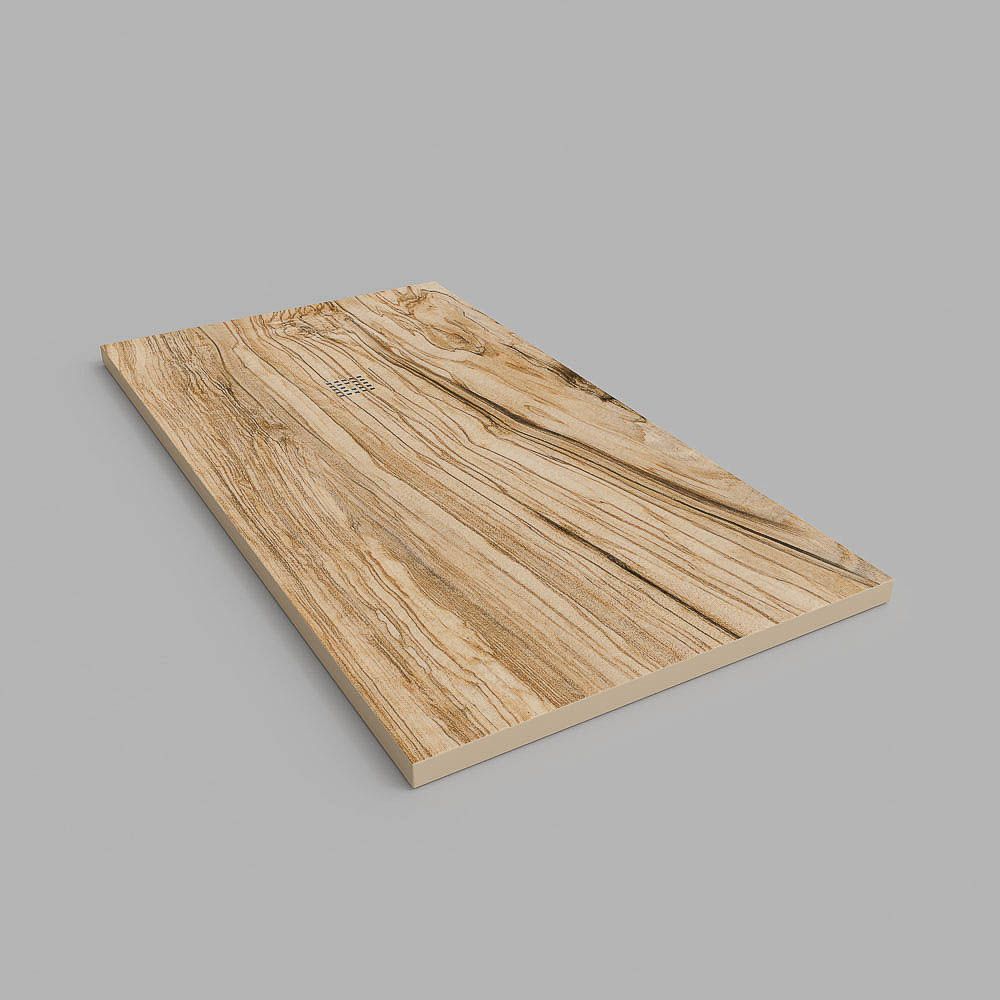 Plato de ducha resina textura pizarra acabado efecto Madera Olivo - antideslizante STONE 3D moderno - Imagen 2
