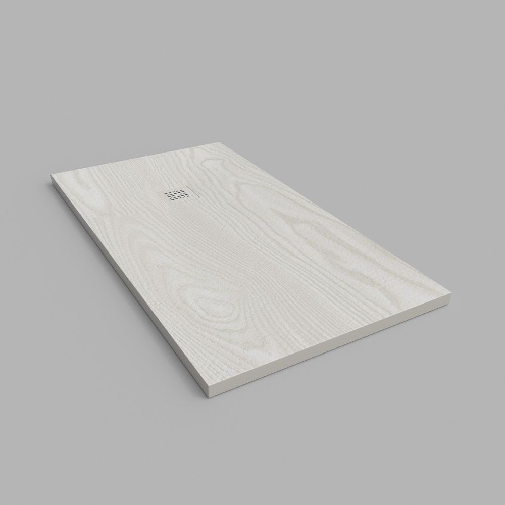 Plato de ducha resina textura pizarra acabado efecto Madera Roble Blanco - antideslizante STONE 3D moderno - Imagen 3