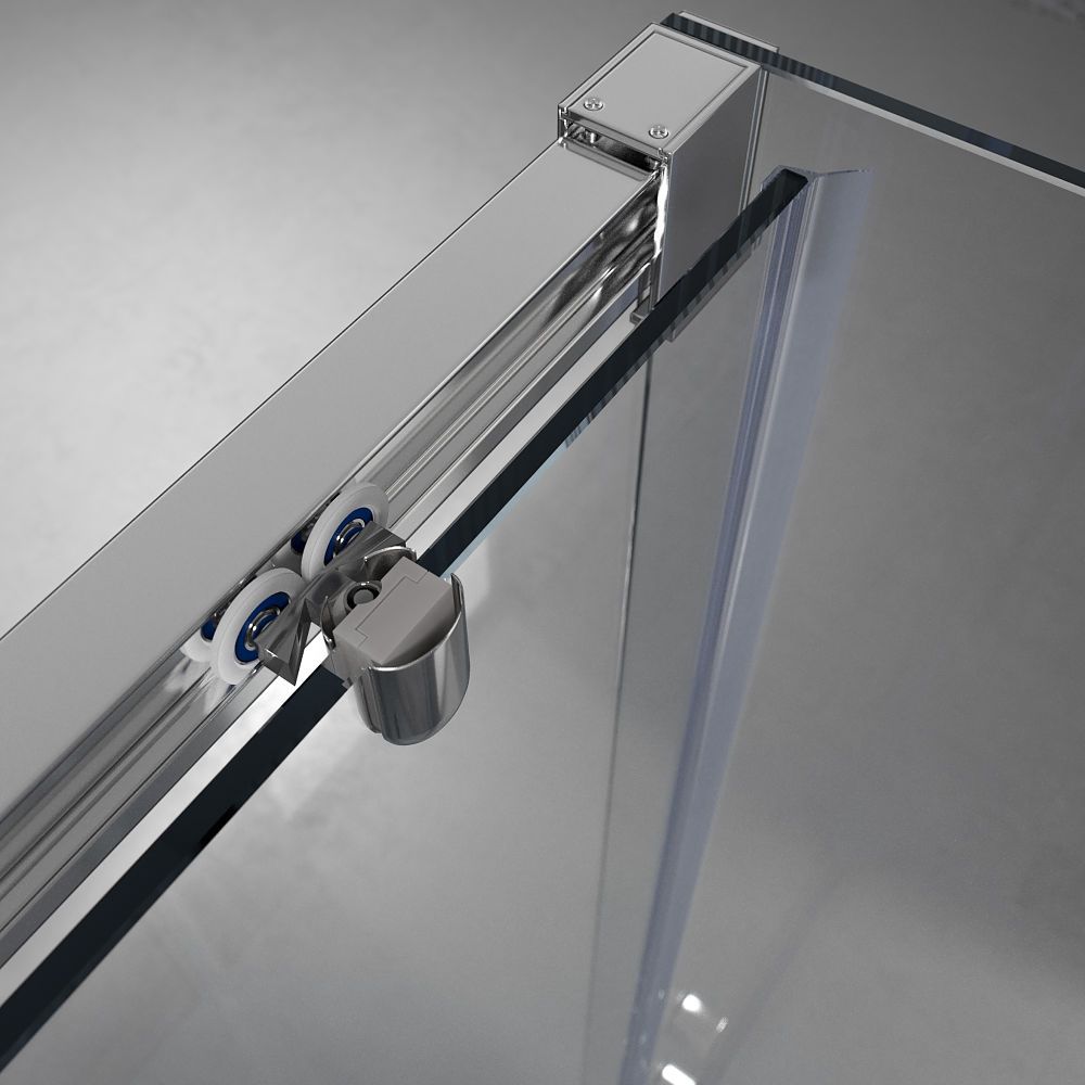 Mampara de ducha rectangular FLARE apertura frontal 1 fijo-1 puerta corredera+ 1 fijo . Sin perfil inferior. Con tratamiento anti-cal. Acabado CROMO BRILLO - Imagen 2