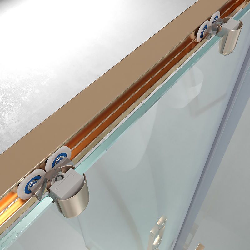 Mampara de ducha frontal FLARE 1 fijo -1 puerta corredera. Sin perfil inferior. Con tratamiento anti-cal. Acabado COBRE - Imagen 3