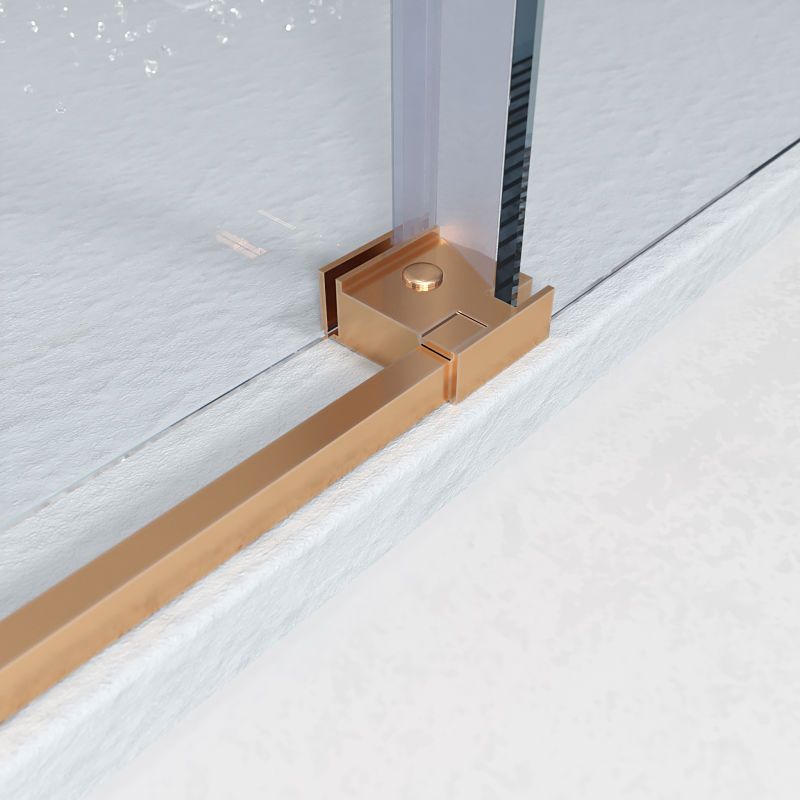 Mampara de ducha frontal FLARE 1 fijo -1 puerta corredera. Sin perfil inferior. Con tratamiento anti-cal. Acabado COBRE - Imagen 4