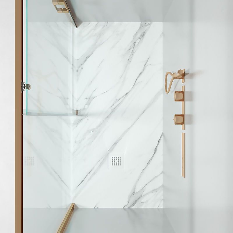 Mampara de ducha frontal FLARE 1 fijo -1 puerta corredera. Sin perfil inferior. Con tratamiento anti-cal. Acabado COBRE - Imagen 7