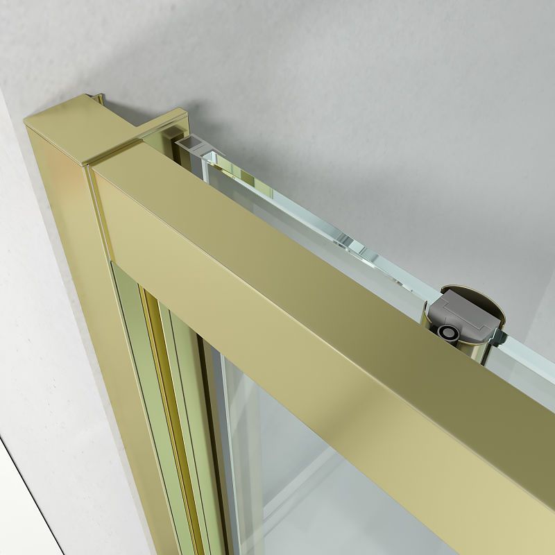 Mampara de ducha frontal FLARE 1 fijo -1 puerta corredera. Sin perfil inferior. Con tratamiento anti-cal . Acabado ORO - Imagen 7