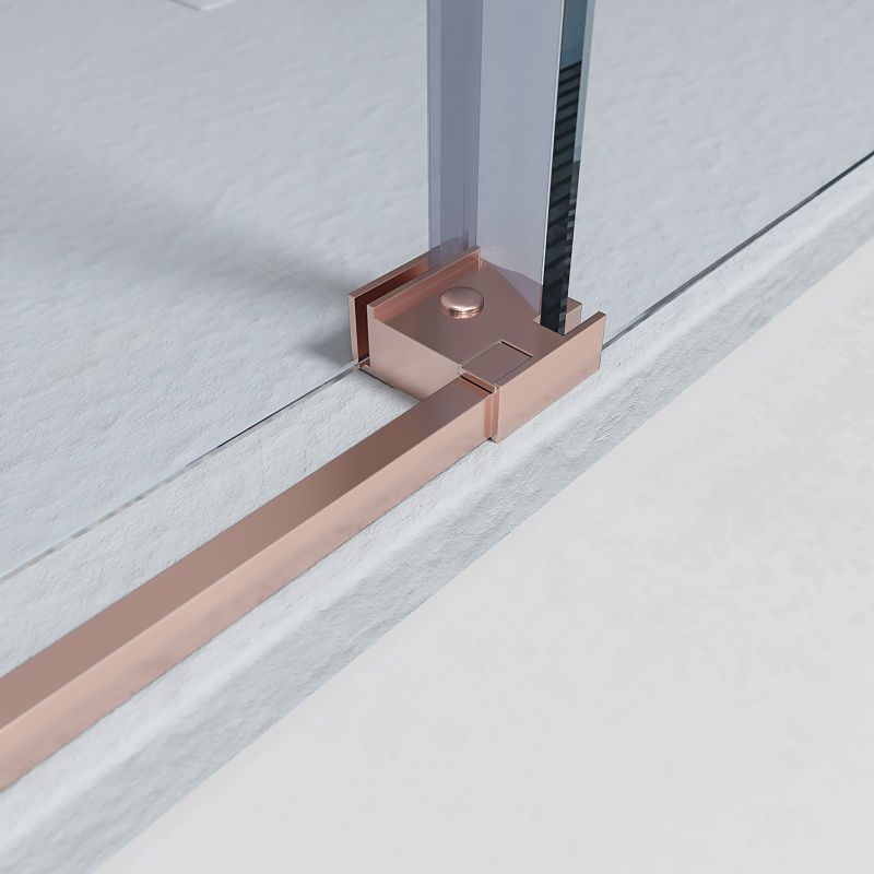 Mampara de ducha frontal FLARE 1 fijo -1 puerta corredera. Sin perfil inferior. Con tratamiento anti-cal . Acabado ORO ROSA - Imagen 5