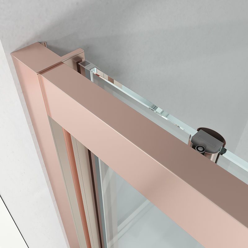 Mampara de ducha frontal FLARE 1 fijo -1 puerta corredera. Sin perfil inferior. Con tratamiento anti-cal . Acabado ORO ROSA - Imagen 3