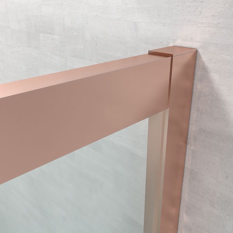 Mampara de ducha frontal FLARE 1 fijo -1 puerta corredera. Sin perfil inferior. Con tratamiento anti-cal . Acabado ORO ROSA - Imagen 2