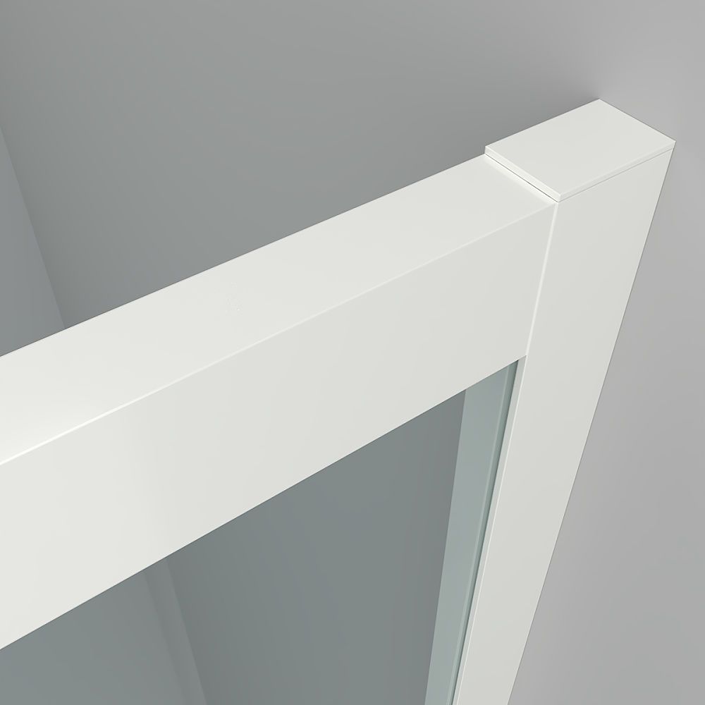 Mampara de ducha frontal FLARE decorado industrial 1 fijo -1 puerta corredera. Sin perfil inferior. Acabado BLANCO MATE - Imagen 4