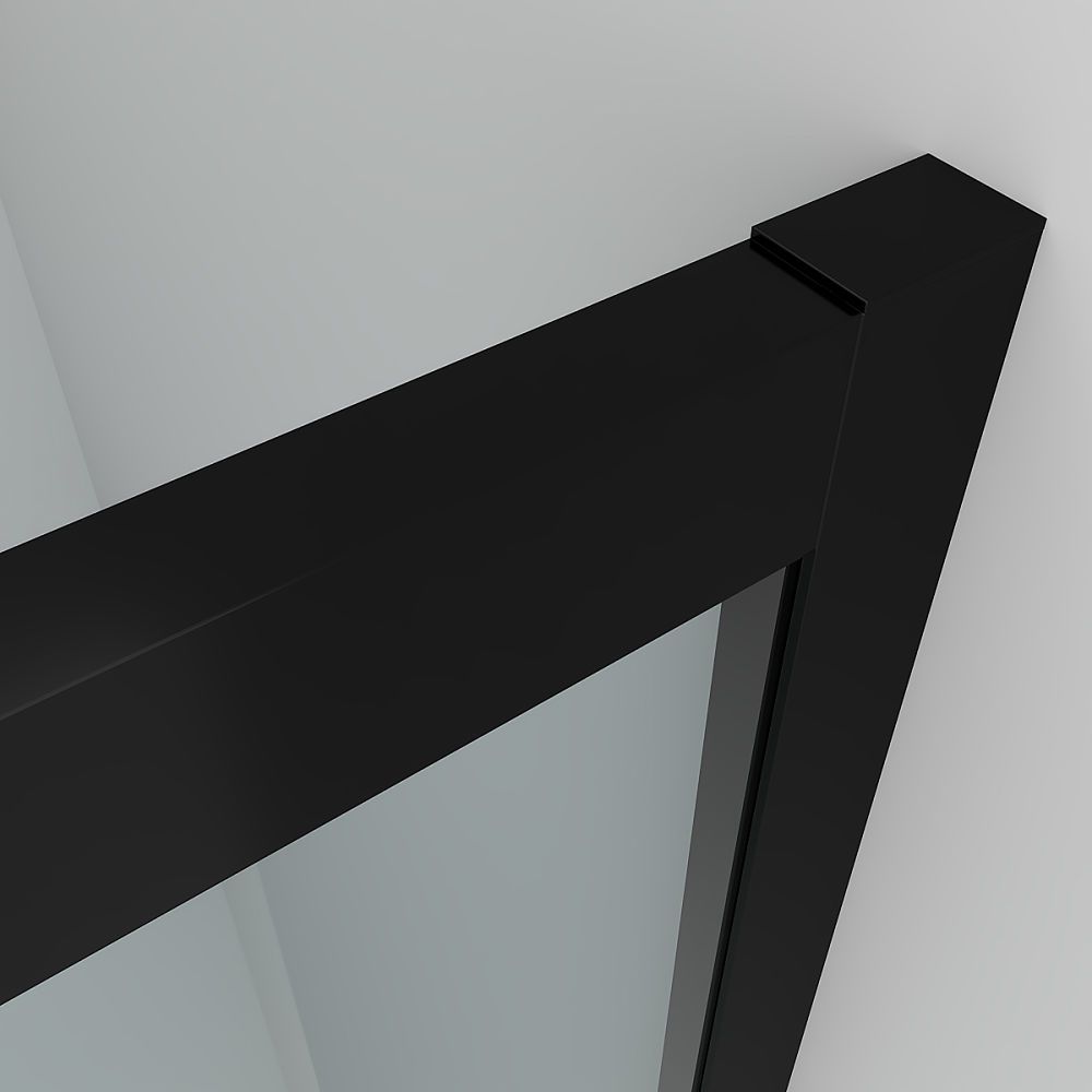 Mampara de ducha rectangular FLARE apertura frontal 1 fijo-1 puerta corredera+ 1 fijo. DECORADO INDUSTRIAL. Con tratamiento anti-cal. Acabado NEGRO MATE - Imagen 8
