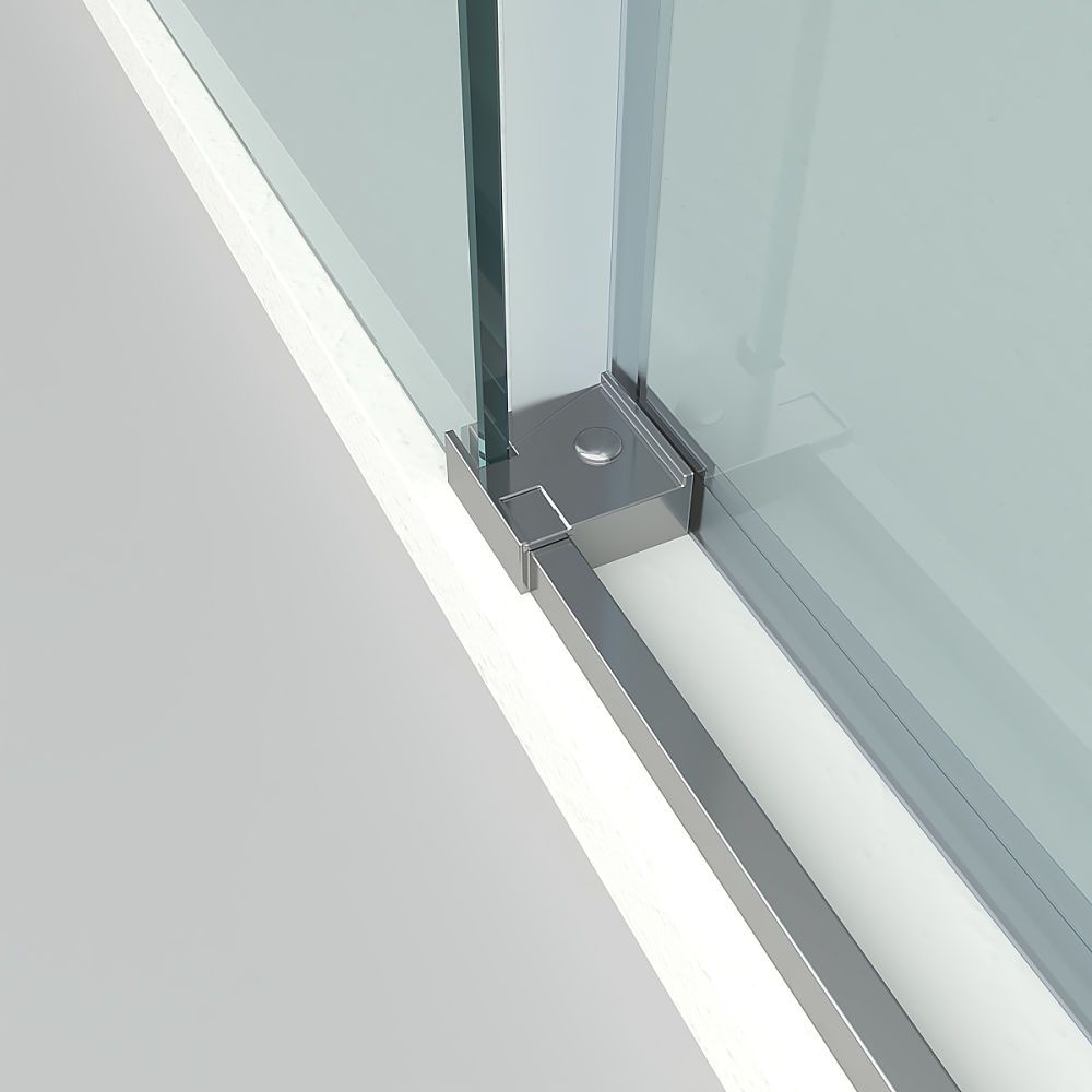 Mampara de ducha frontal FLARE 1 fijo -1 puerta corredera serigrafiada. Sin perfil inferior. Acabado CROMO BRILLO - Imagen 9