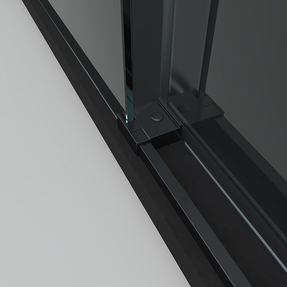 Mampara de ducha frontal FLARE 1 fijo -1 puerta corredera. Sin perfil inferior. Acabado NEGRO MATE - Imagen 7