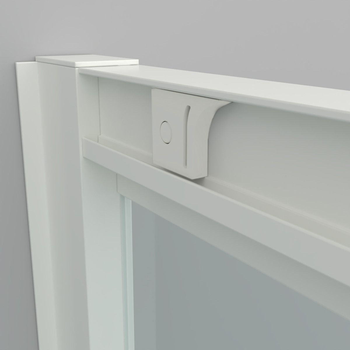 Mampara de ducha frontal FRAME 1 fijo -1 puerta corredera vidrio transparente. Acabado BLANCO MATE - Imagen 3