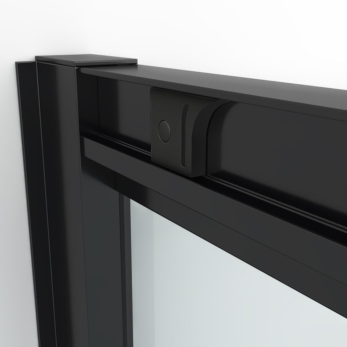 Mampara de ducha rectangular FLARE apertura frontal 1 fijo-1 puerta corredera+ 1 fijo. DECORADO INDUSTRIAL. Con tratamiento anti-cal. Acabado NEGRO MATE - Imagen 2