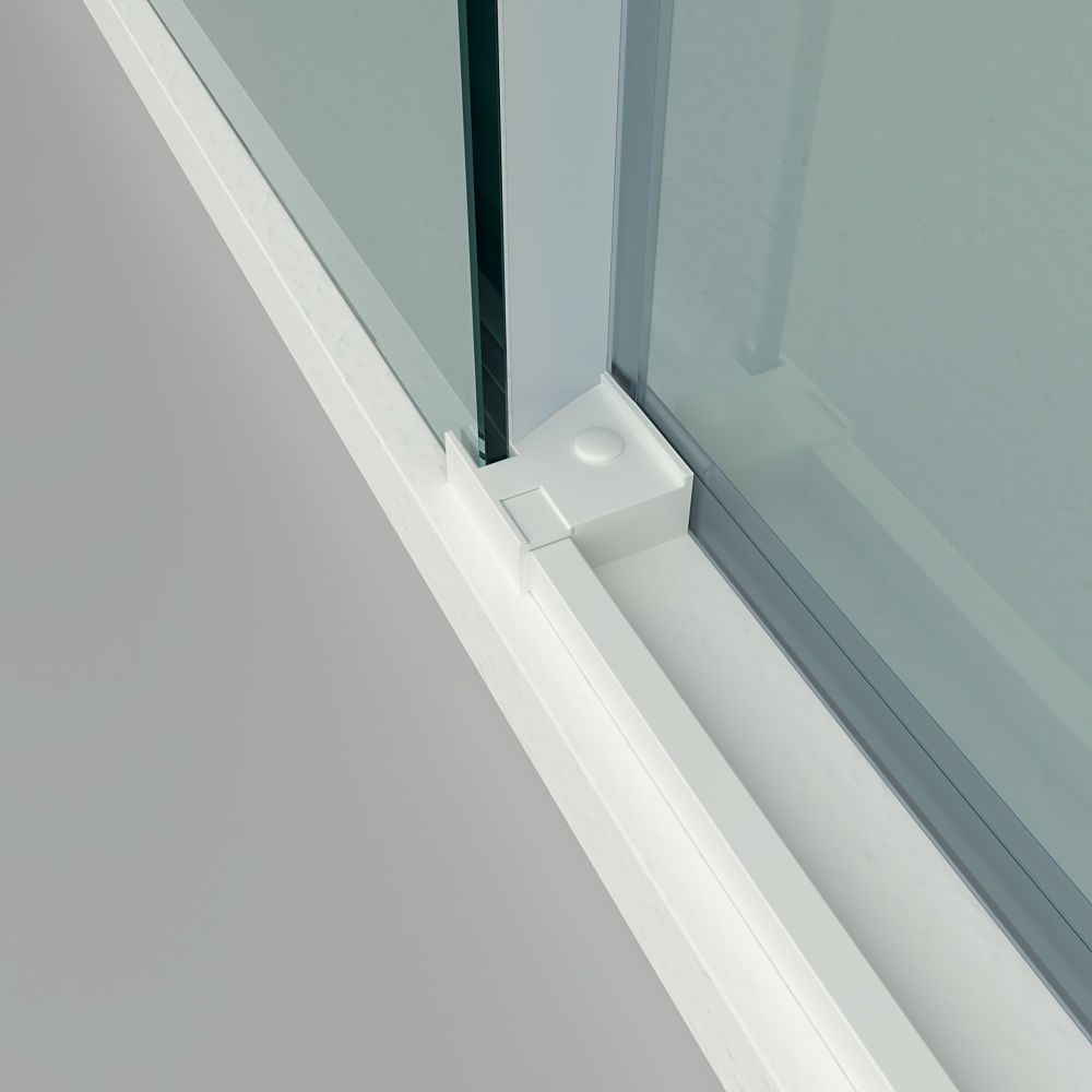 Mampara de ducha frontal FLARE decorado industrial 1 fijo -1 puerta corredera. Sin perfil inferior. Acabado BLANCO MATE - Imagen 6