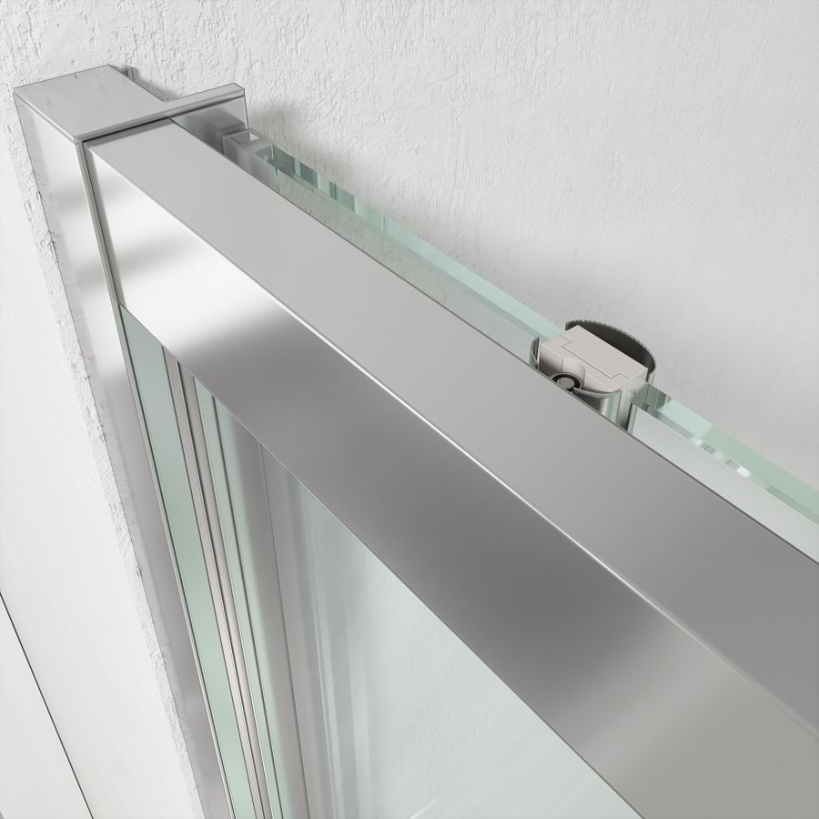 Mampara de ducha frontal FLARE 1 fijo -1 puerta corredera. Sin perfil inferior. Acabado CROMO BRILLO - Imagen 7