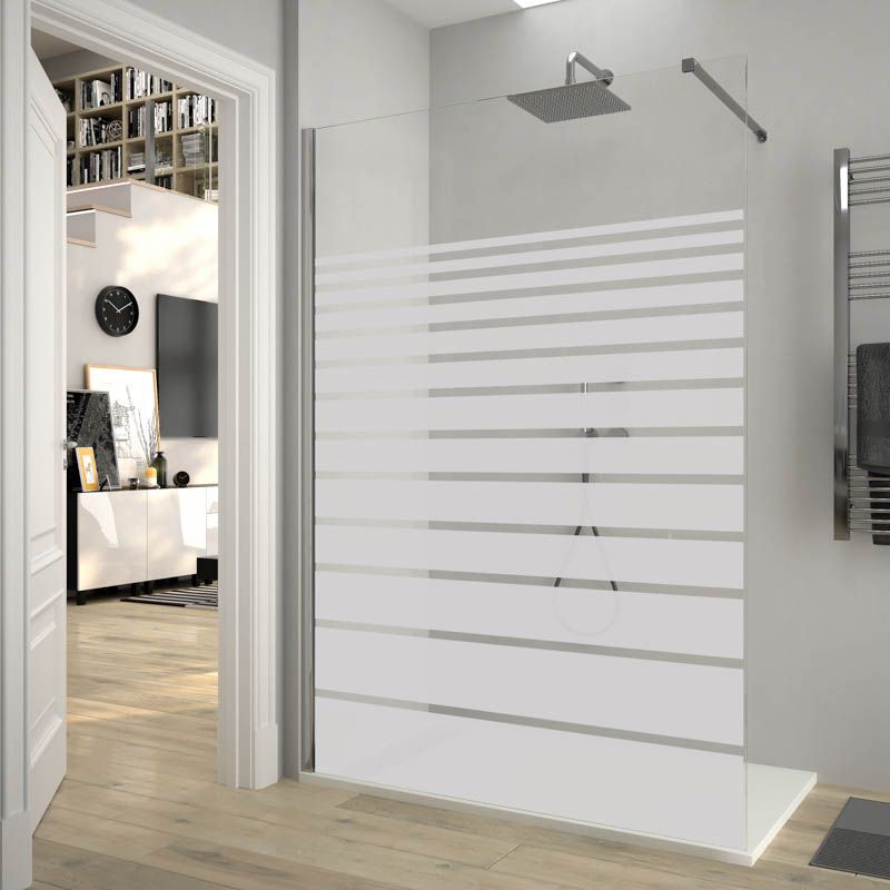 Mampara de ducha ZEN fijo con SERIGRAFÍA. Con tratamiento anti-cal. Acabado Cromo brillo - Imagen 4