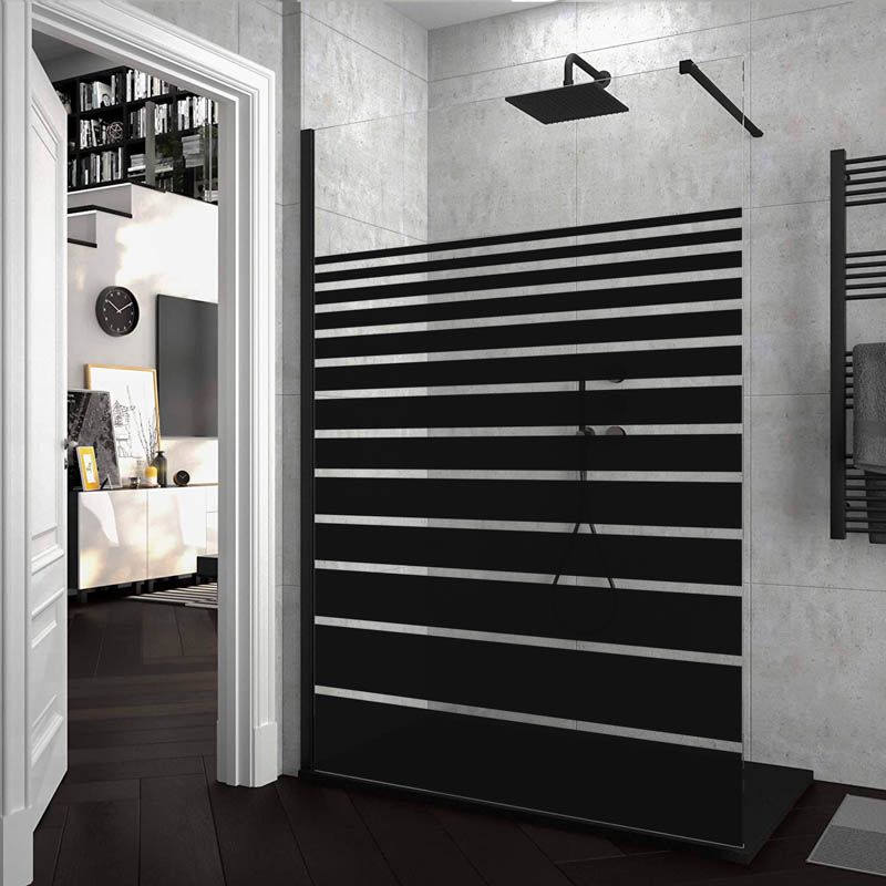 Mampara de ducha ZEN fijo con SERIGRAFÍA. Con tratamiento anti-cal. Acabado negro mate - Imagen 9