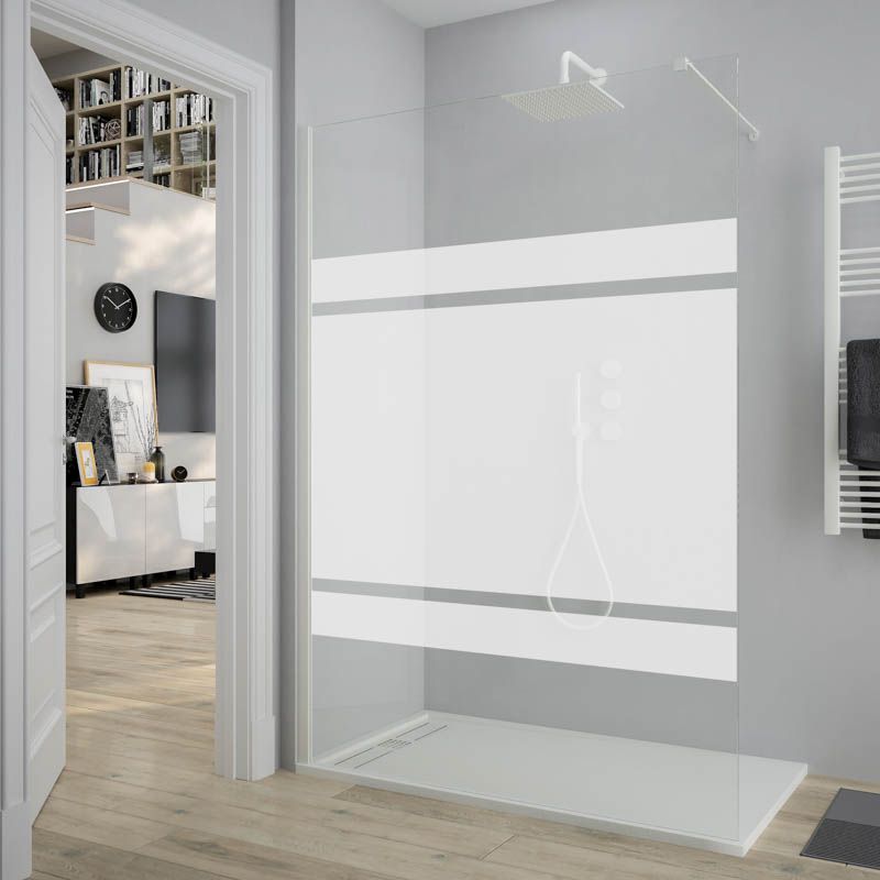 Mampara de ducha fijo ZEN con SERIGRAFÍA. Con tratamiento anti-cal. Acabado blanco mate - Imagen 10