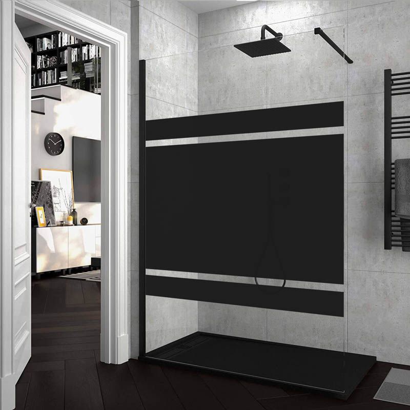 Mampara de ducha ZEN fijo con SERIGRAFÍA. Con tratamiento anti-cal. Acabado negro mate - Imagen 8