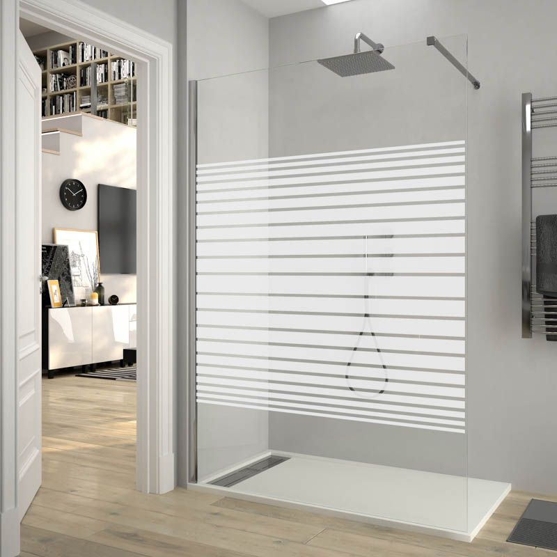 Mampara de ducha ZEN fijo con SERIGRAFÍA. Con tratamiento anti-cal. Acabado Cromo brillo - Imagen 6