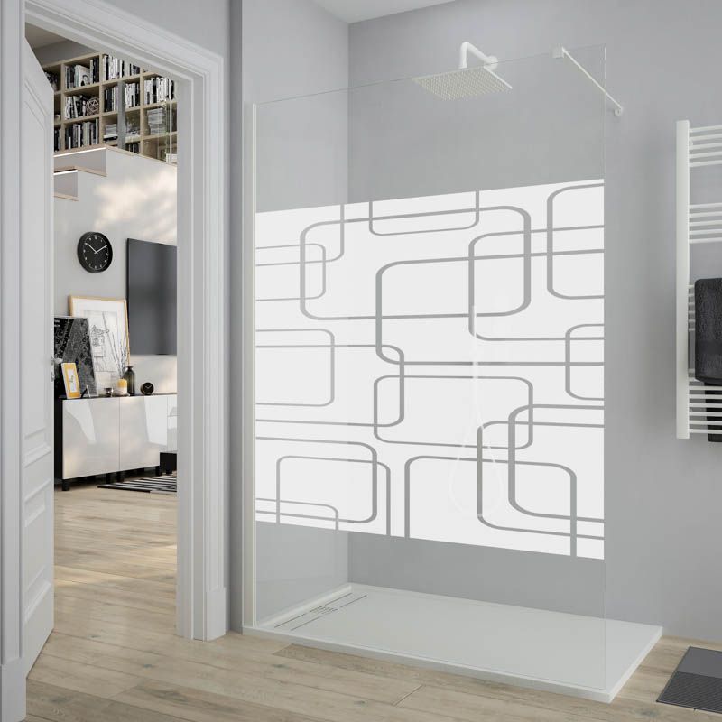 Mampara de ducha fijo ZEN con SERIGRAFÍA. Con tratamiento anti-cal. Acabado blanco mate - Imagen 8